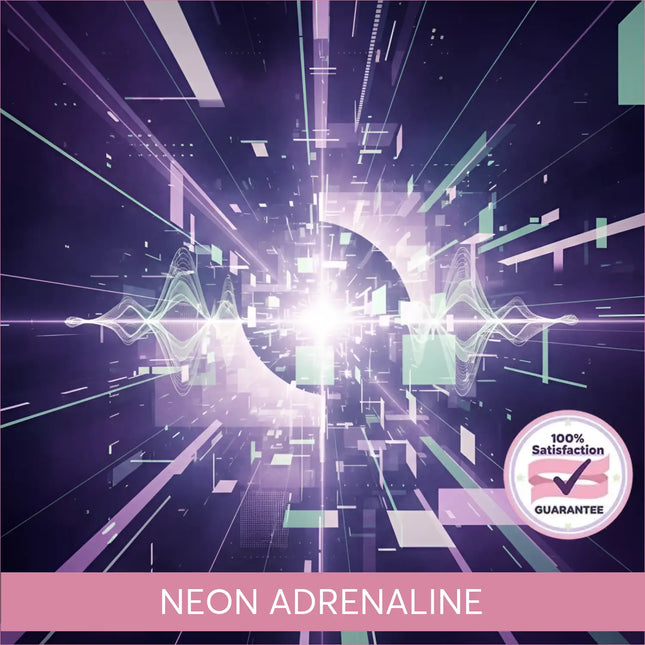A glowing digital tunnel with neon purple and teal lines perfect for techno music in gymnastics floor workouts