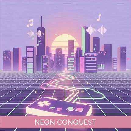 Purple white retro video game controller for Neon Conquest gymnastics floor music