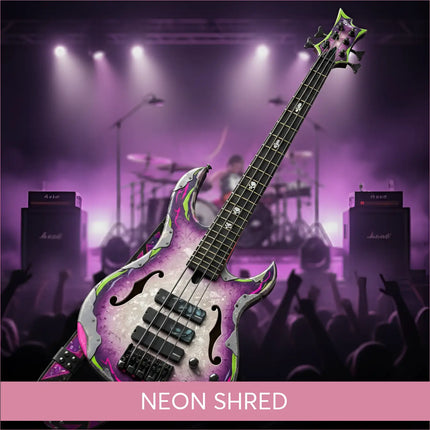 Neon Shred Arena Rock vibrant purple bass guitar for gymnastics floor music