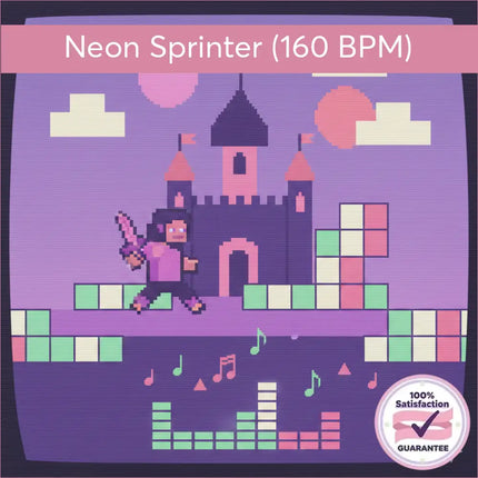 Pixelated purple video game castle for gymnastics floor music track 7