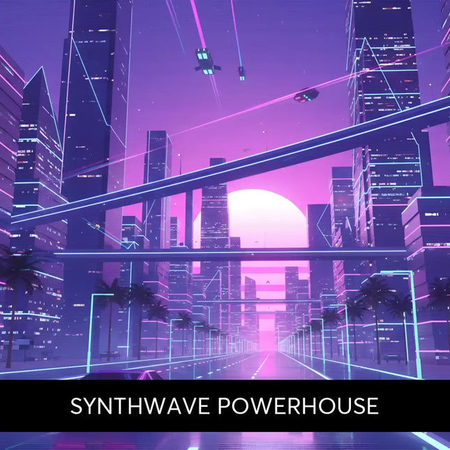 A sleek neon-pink retro-futuristic car cruises a glowing city street matching synthwave gymnastics floor music vibes