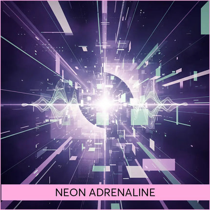 A glowing digital tunnel with neon purple and teal lines perfect for techno music in gymnastics floor workouts