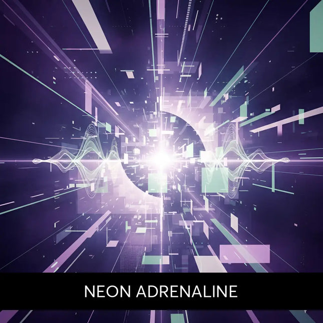 A glowing digital tunnel with neon purple and teal lines perfect for techno music in gymnastics floor workouts