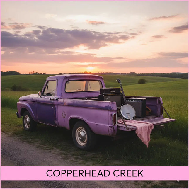 Vintage purple pickup truck with faded paint showing rustic charm for copperhead creek country gymnastics floor music