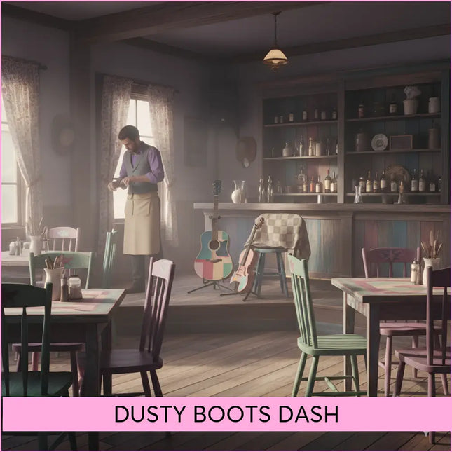 A colorful acoustic guitar with pastel patchwork and wooden accents for dusty boots country gymnastics music floor use