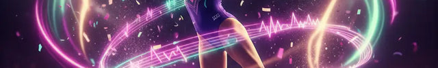 A vibrant, multi-colored leotard with a sleek design and shiny fabric.