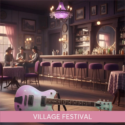 Shimmering pink mint green electric guitar for Village Festival Country gymnastics floor music