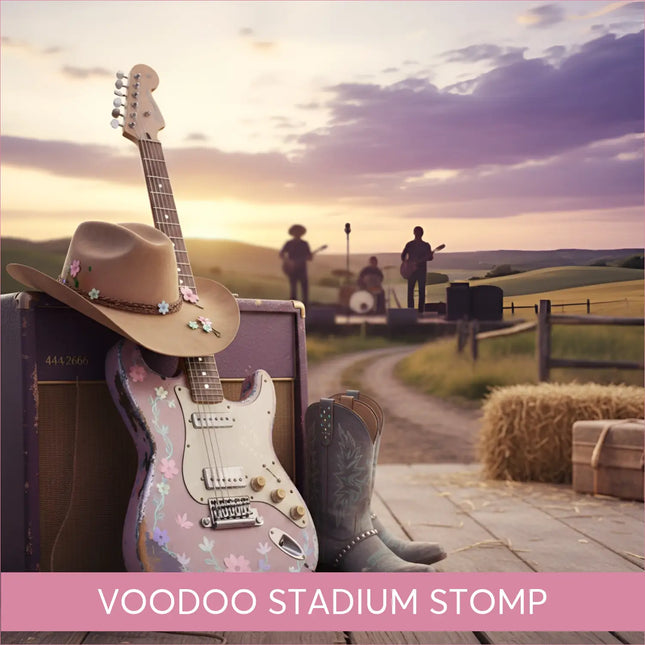 Pink floral electric guitar for Voodoo Stadium Stomp country rock gymnastics floor music