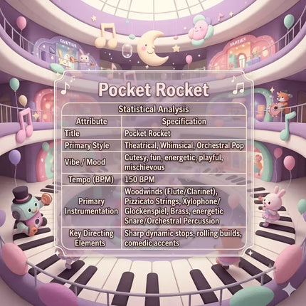 Pocket rocket whimsical gymnastics floor music featuring playful orchestral pop with theatrical energy